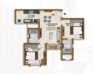 Tata One Bangalore Luxury 2 BHK Floor Plan